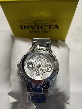 Invicta Silver Skeleton Dial Stainless Steel Bracelet Watch